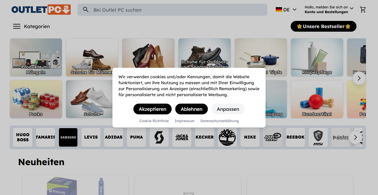 Screenshot von outletpc.de
