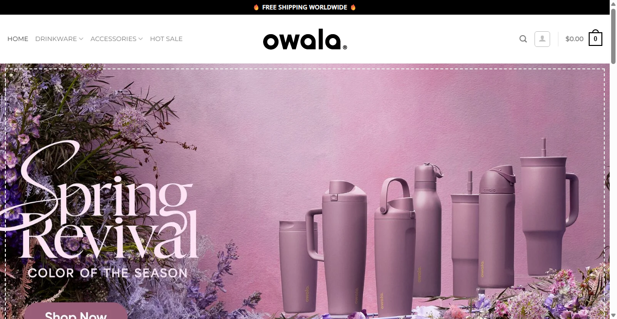 Screenshot von owalaofficialstore.com