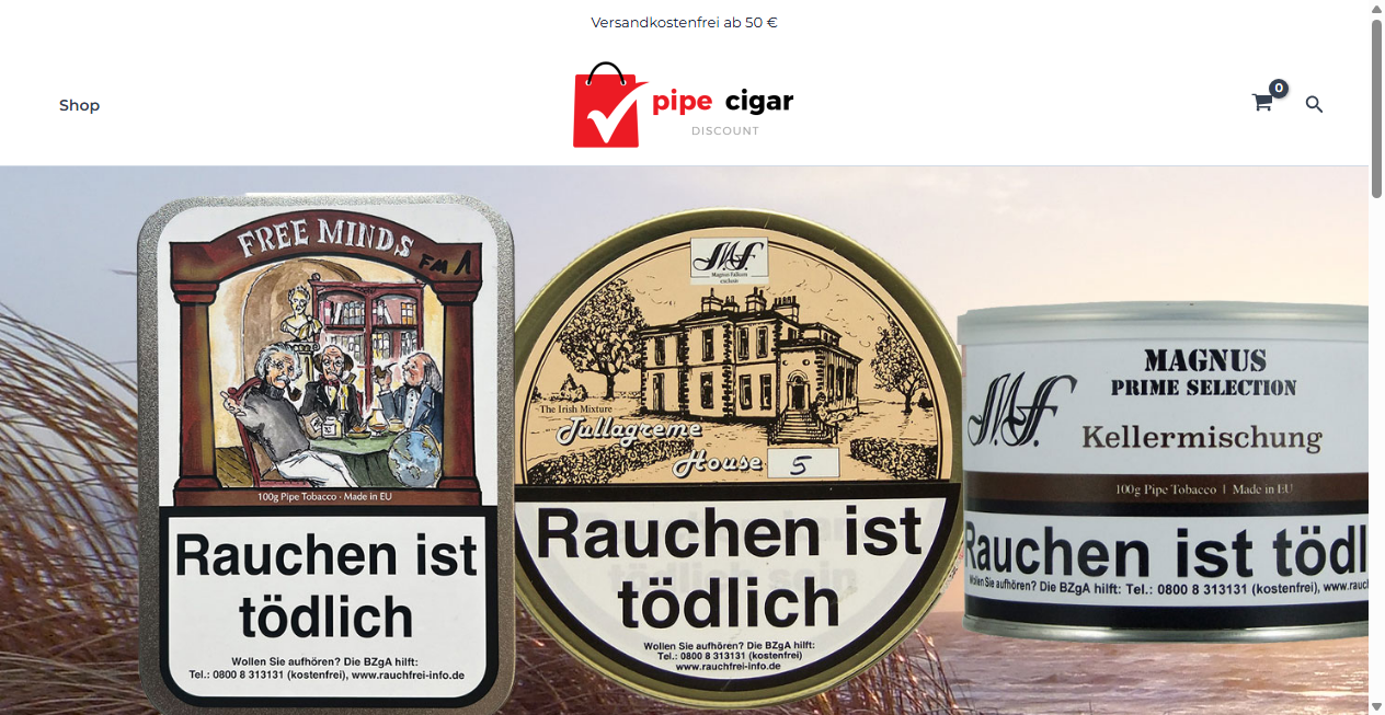 Screenshot von pipecigardiscount.com