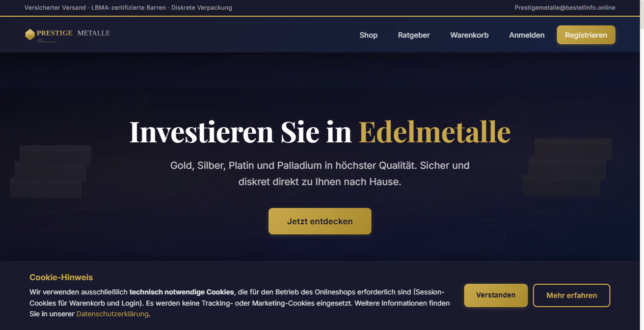 Screenshot von prestigemetalle.de
