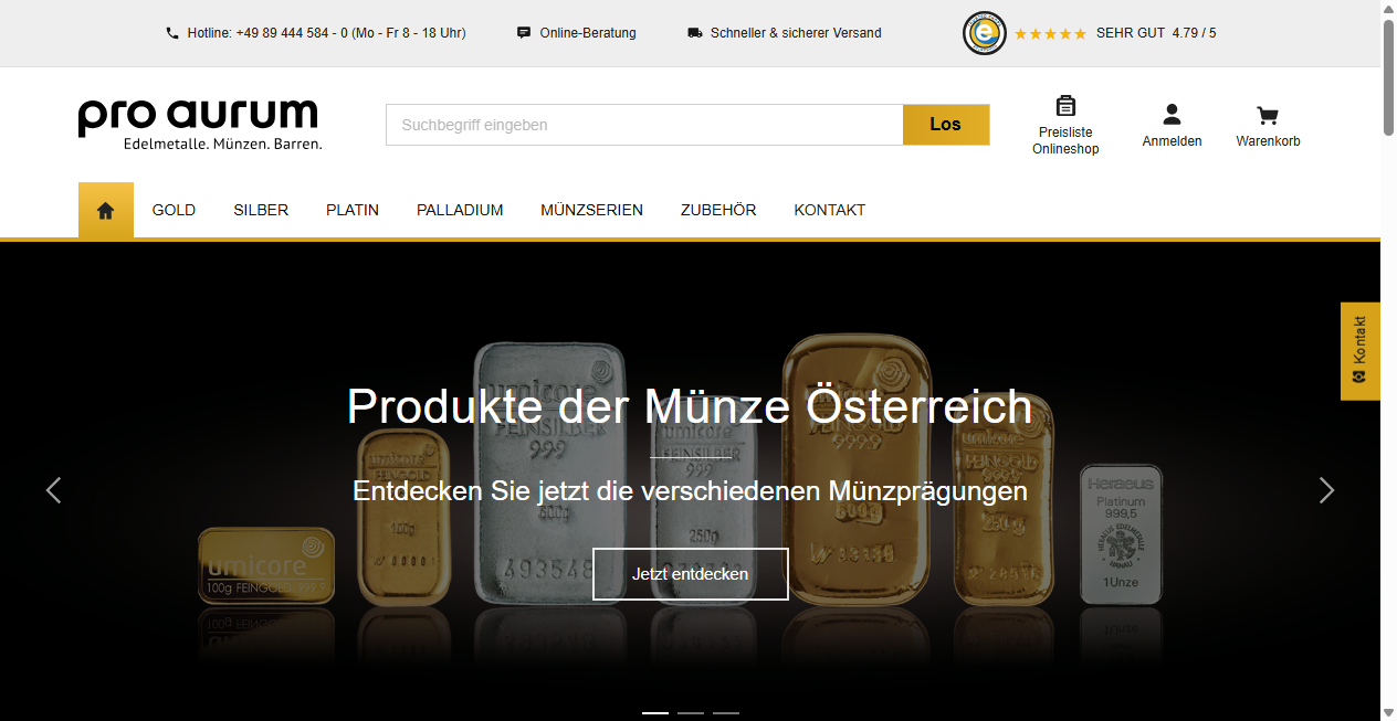Screenshot von pro-aurum.gold