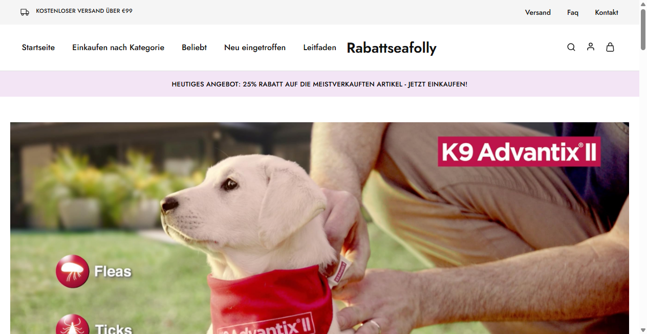Screenshot von rabattseafolly.de