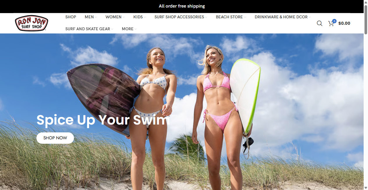 Screenshot von ronjonsurfshopz.com
