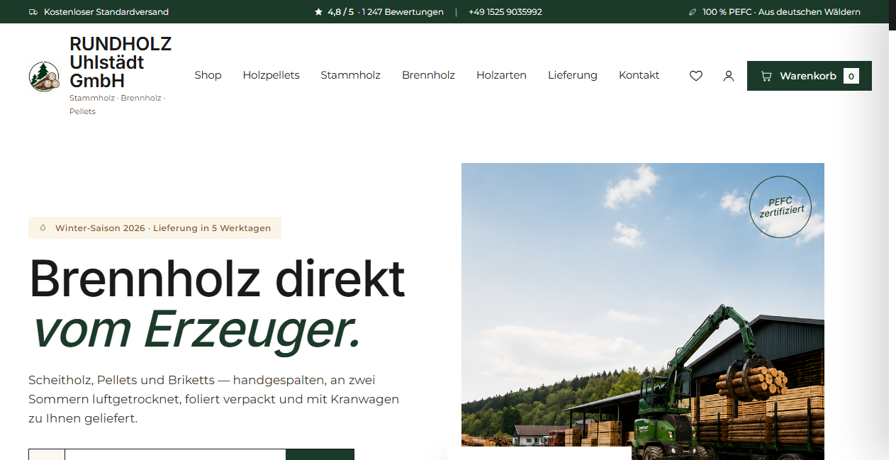 Screenshot von rundholz-uhlstaedt.de
