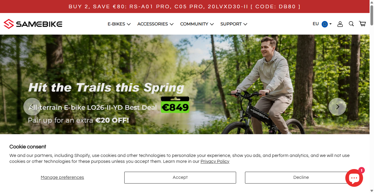 Screenshot von samebike.com