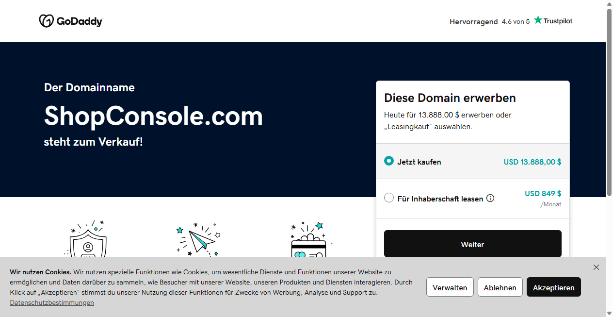 Screenshot von shopconsole.com
