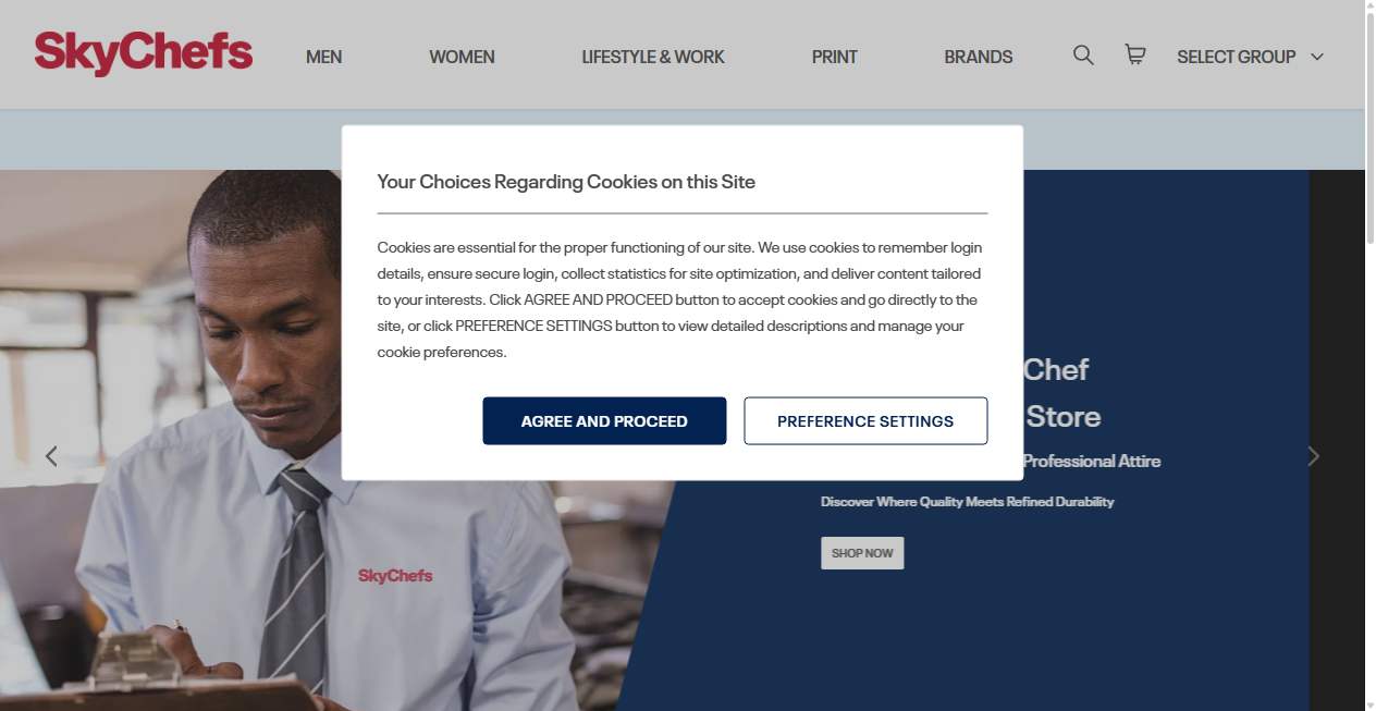 Screenshot von shopskychefs.com