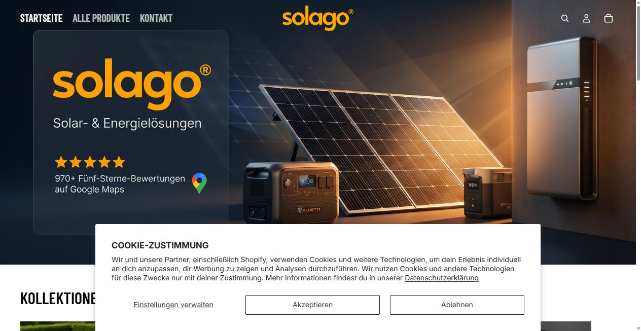 Screenshot von solagoshop.de