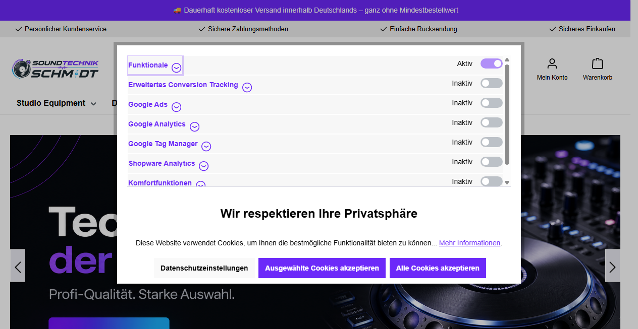 Screenshot von soundtechnik-schmidt.de