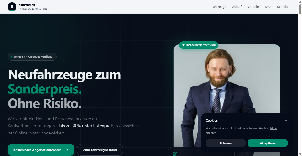 Screenshot von sprengler-direkt.de