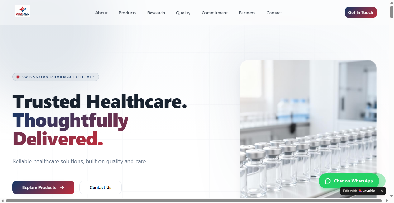 Screenshot von swissnovapharmaceuticals.com