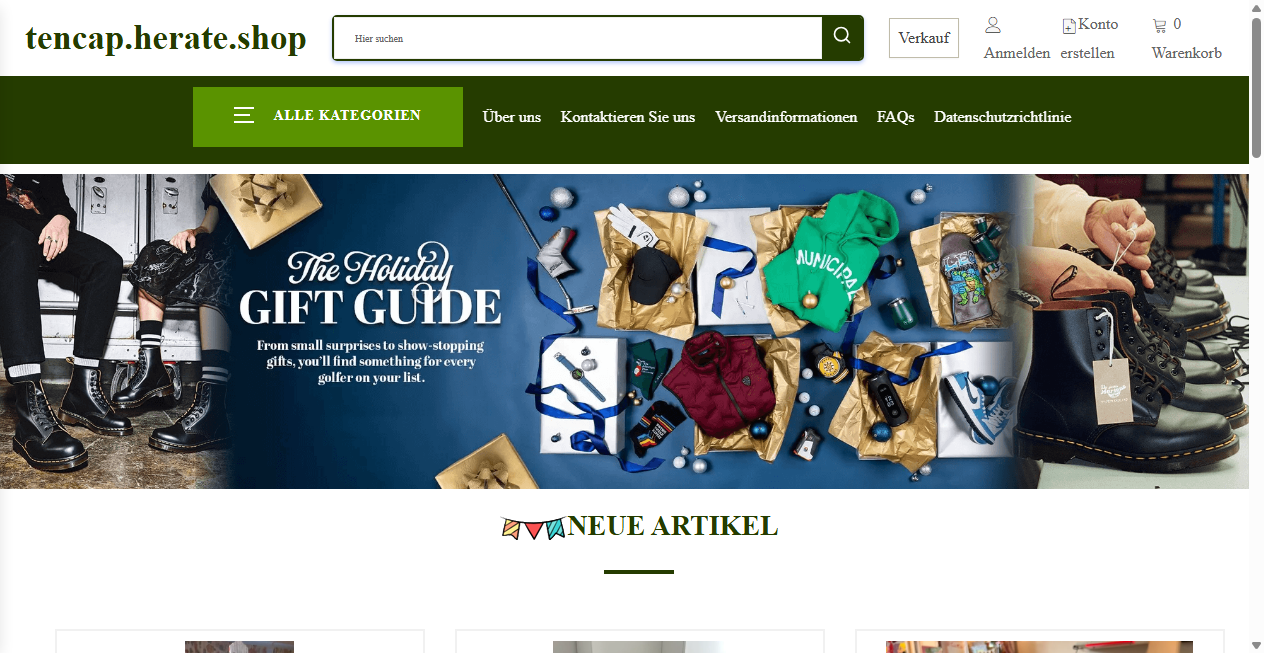 Screenshot von tencap.herate.shop