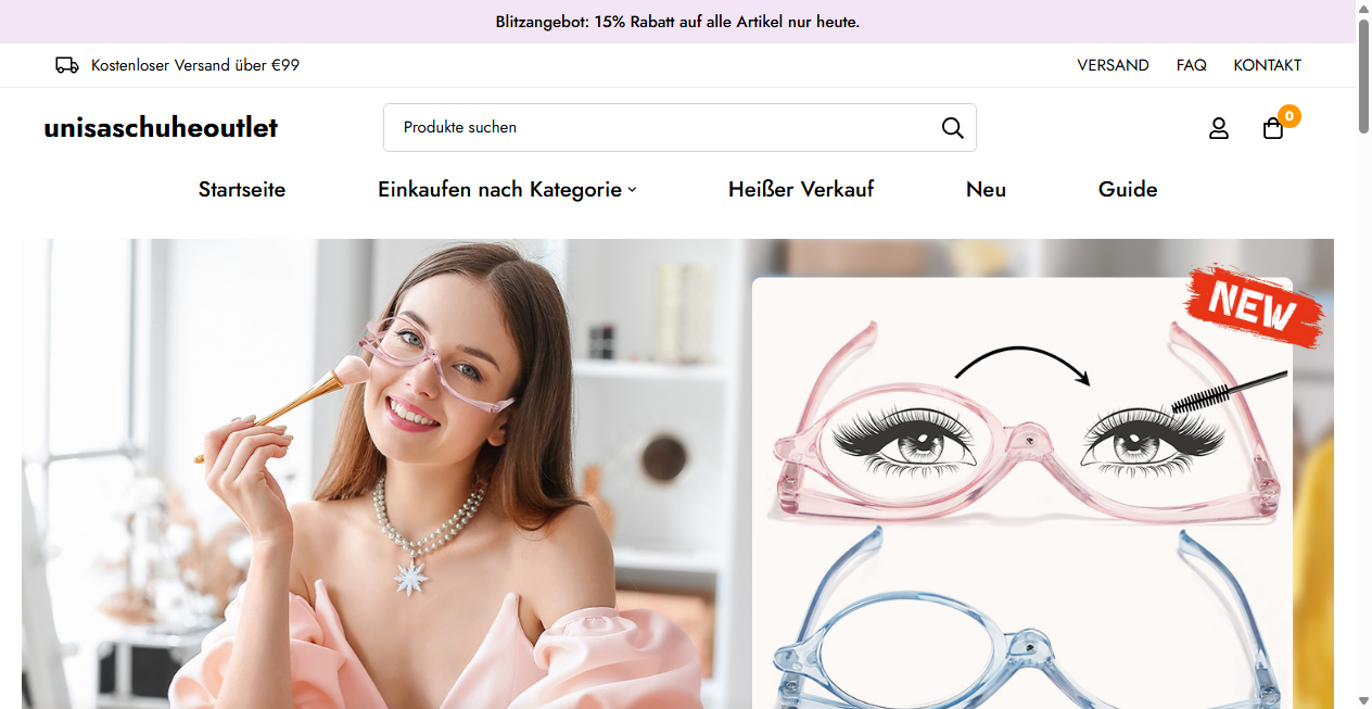 Screenshot von unisaschuheoutlet.de