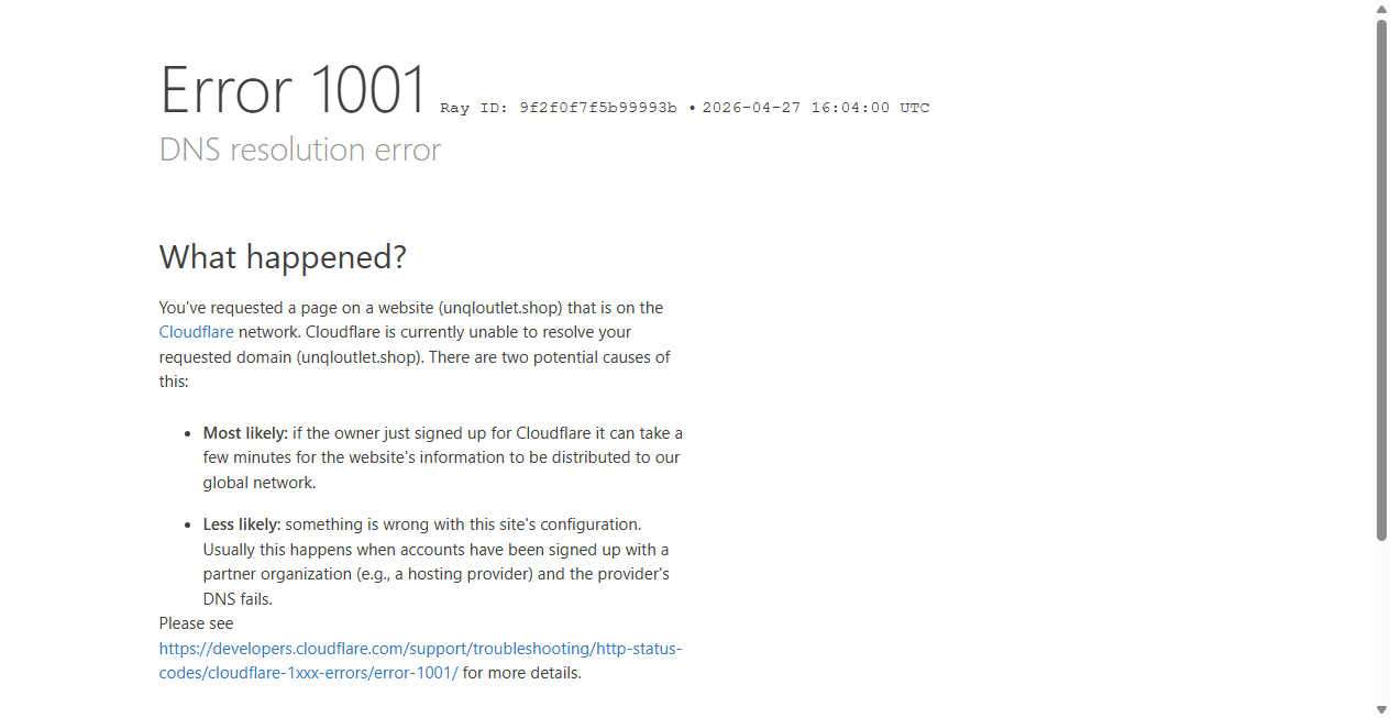 Screenshot von unqloutlet.shop