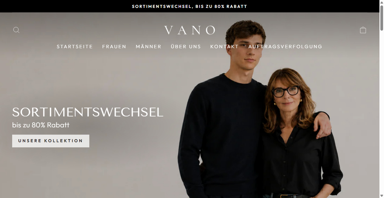 Screenshot von vanofashion.de