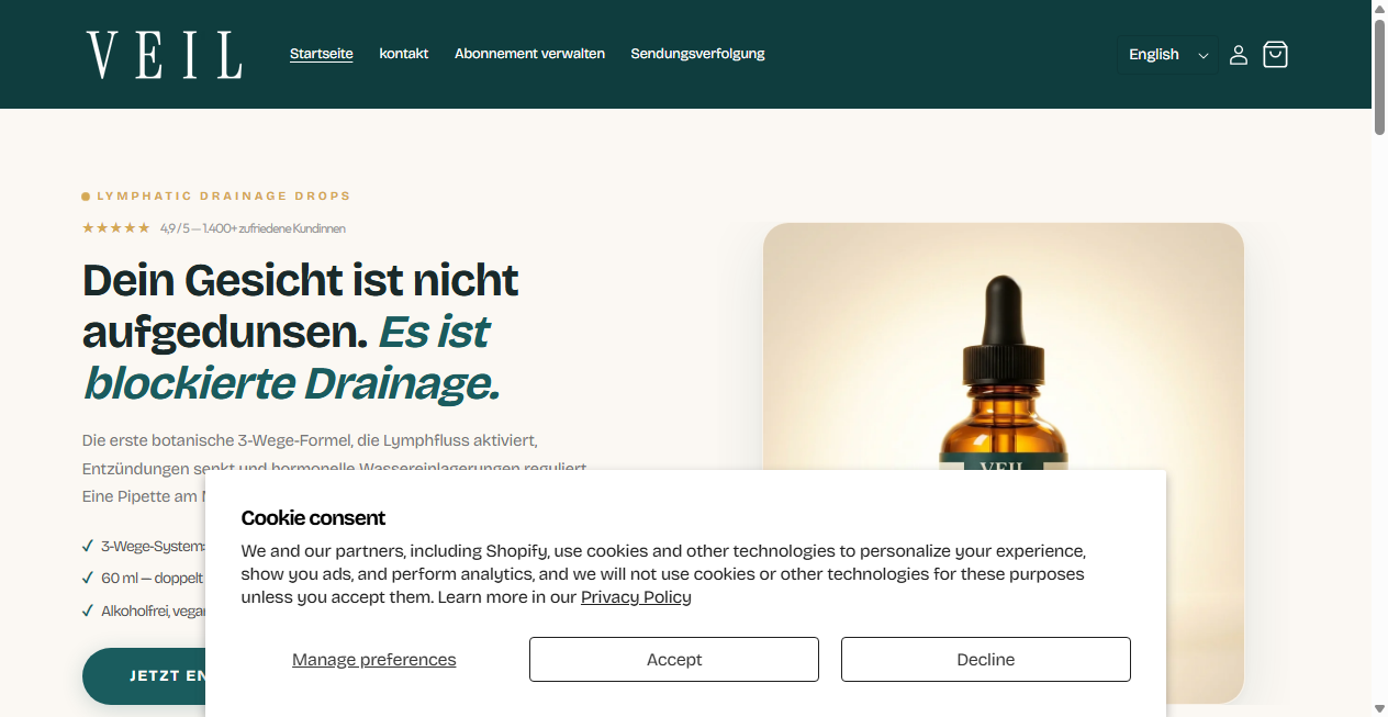 Screenshot von veilwellness.com