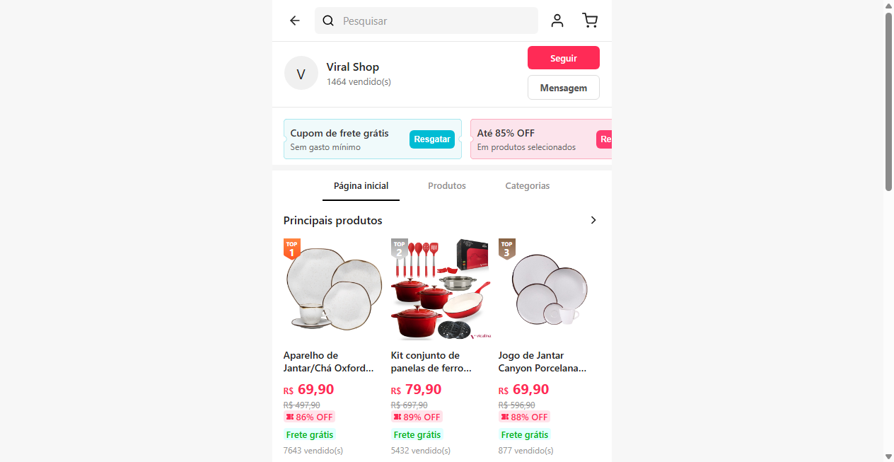 Screenshot von viraltiktokshop.com