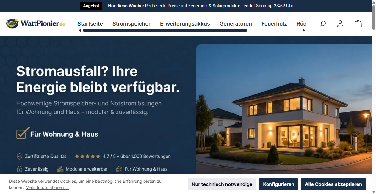 Screenshot von wattpionier.de
