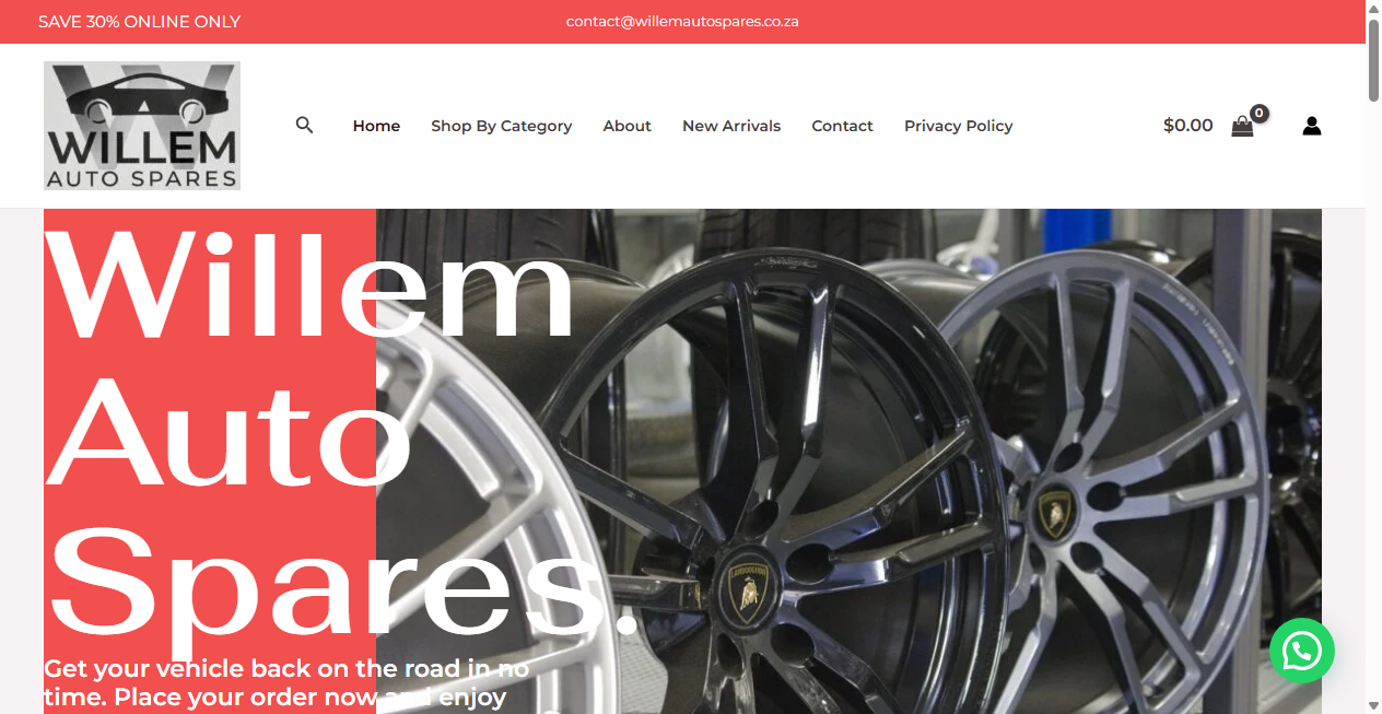 Screenshot von willemautospares.co.za