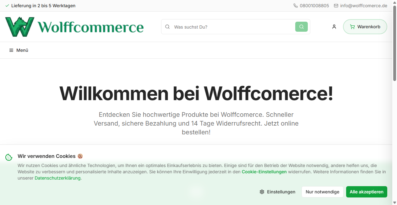 Screenshot von wolffcomerce.de