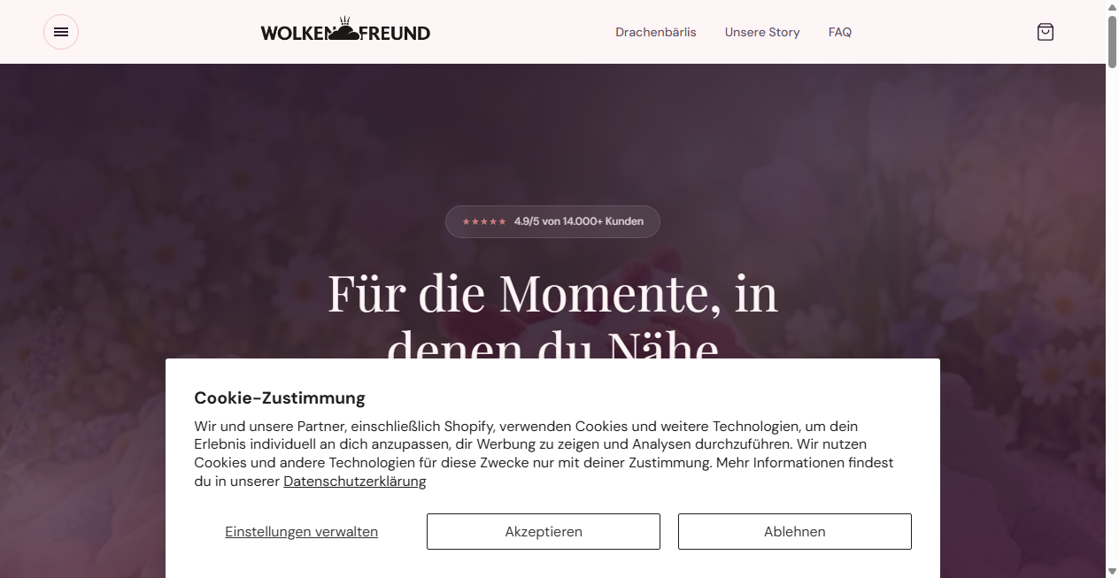 Screenshot von wolkenfreund.de