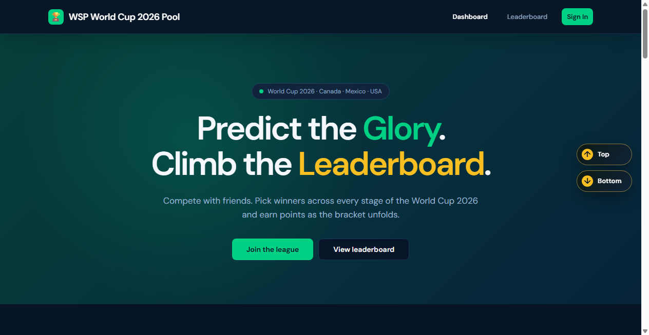Screenshot von worldcup2026pool.site